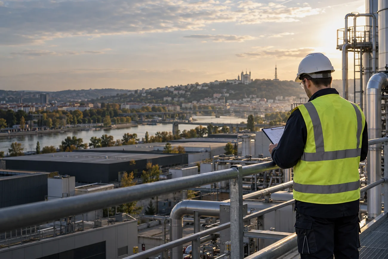 Illustration d’un chantier et d’une intervention de maintenance dans la région lyonnaise.